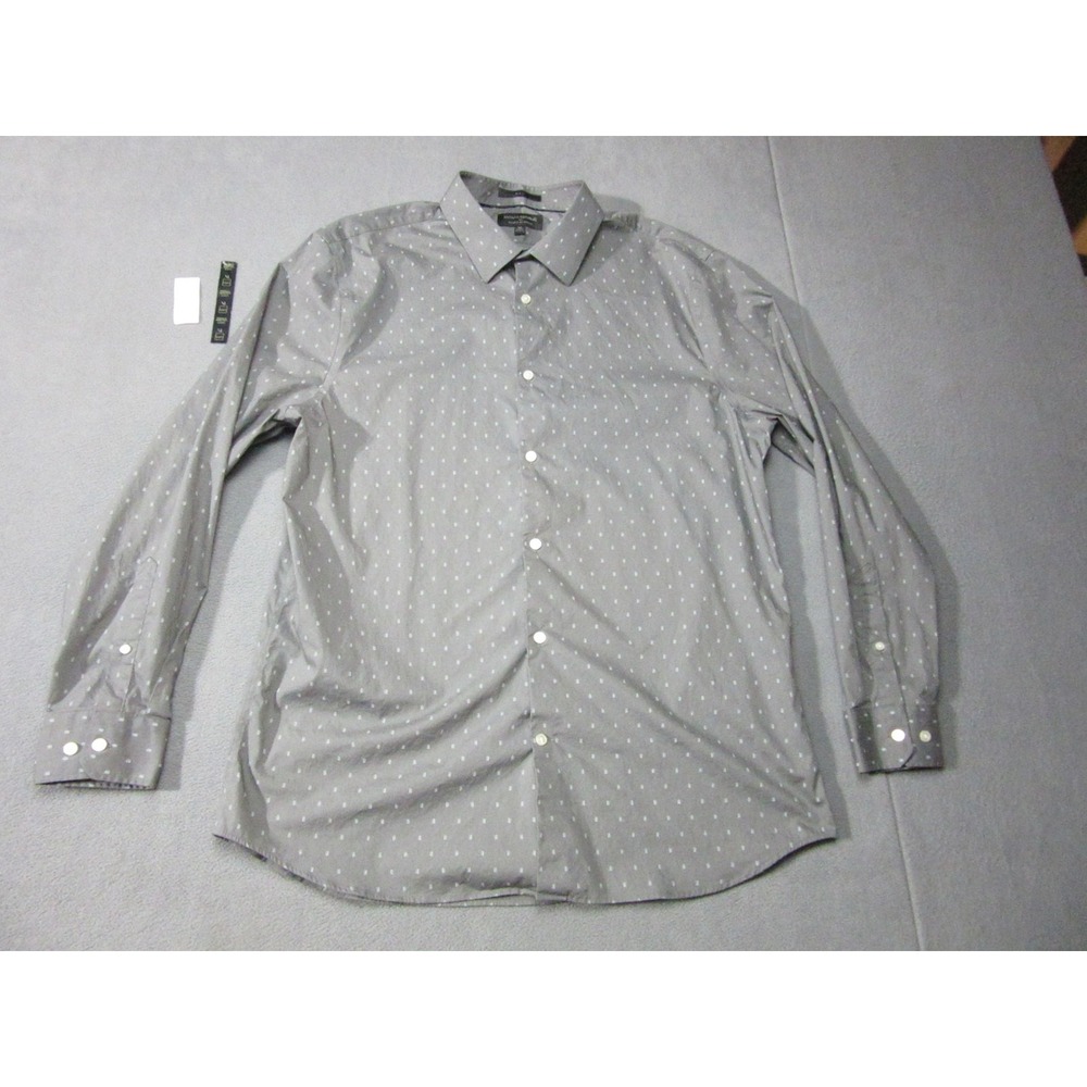 Banana Republic Shirt Mens XL Gray Slim Fit Wrinkle Resist Long Sleeve Stretch